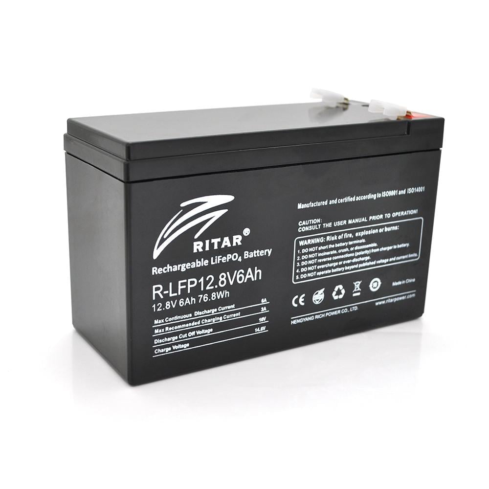 Батарея акумуляторна Ritar LiFePO4 12,8V 6Ah 76,8Wh BMS3A 4S