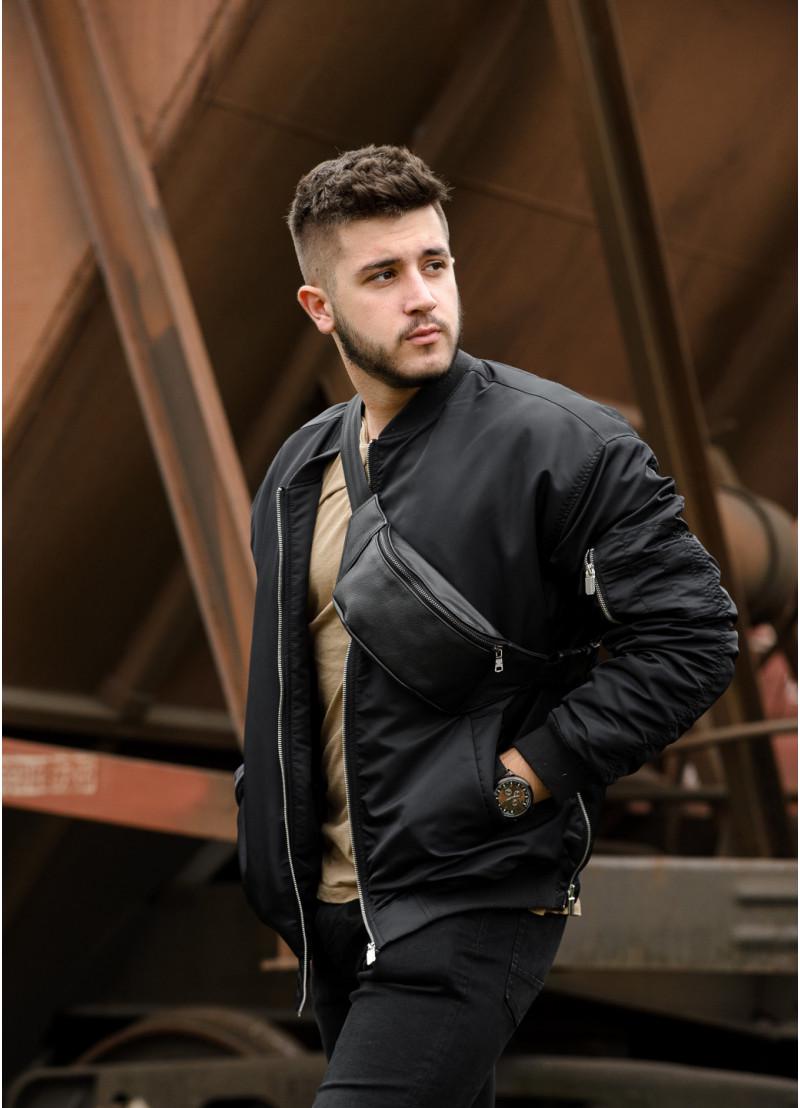 Сумка на пояс кожаная Sambag Tirso PSO Черный (11087)