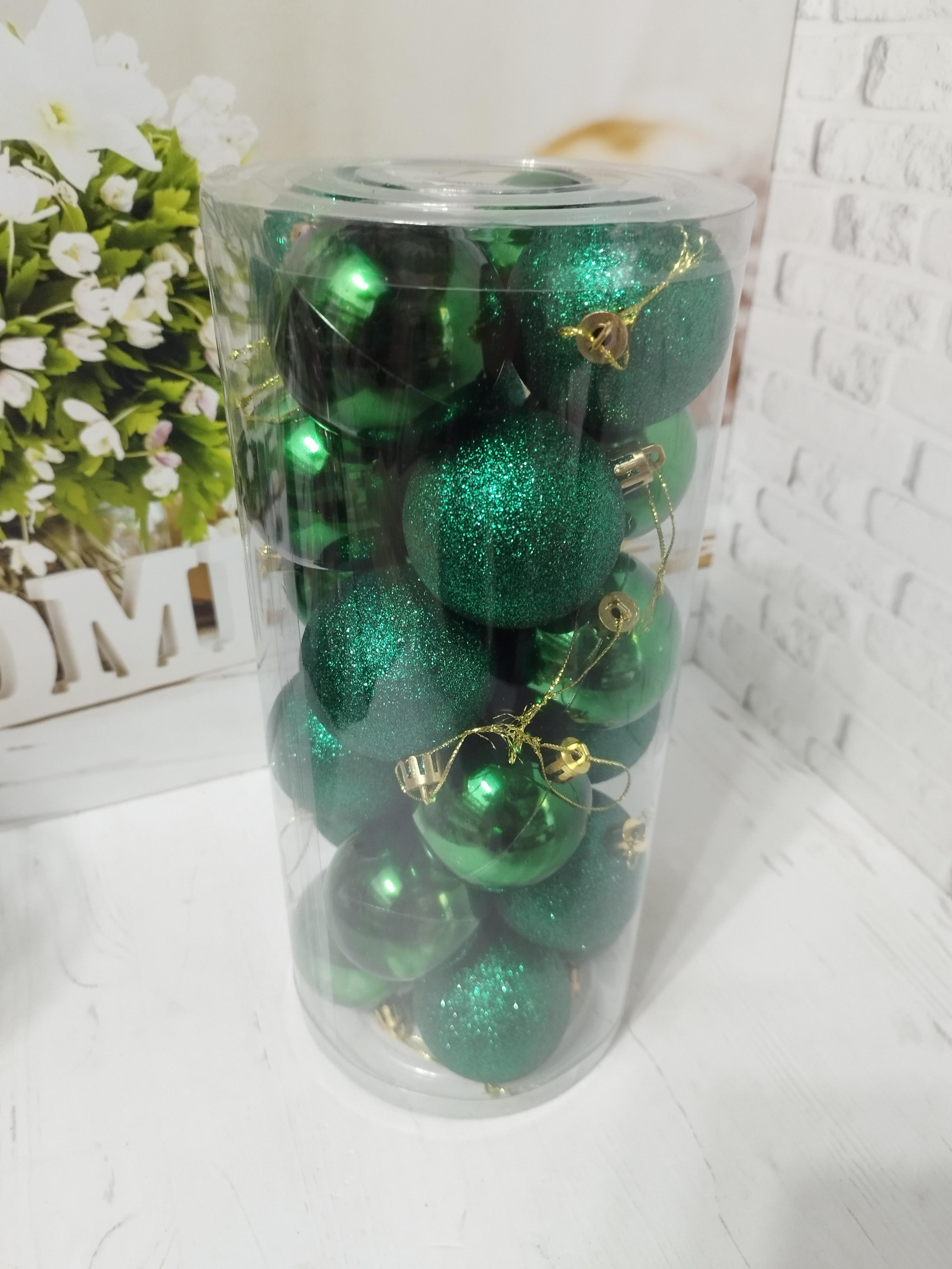 Набор новогодних шаров на елку пластиковые 6 см 24 шт. Зеленый (LK9006-13) - фото 1 Набор новогодних шаров на елку пластиковые 6 см 24 шт. Зеленый (LK9006-13) - фото 1