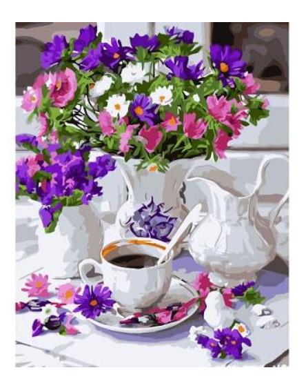 Картина по номерам Strateg Цветы Весенний сервиз 40х50 см в термопакете (VA-3352-mt)