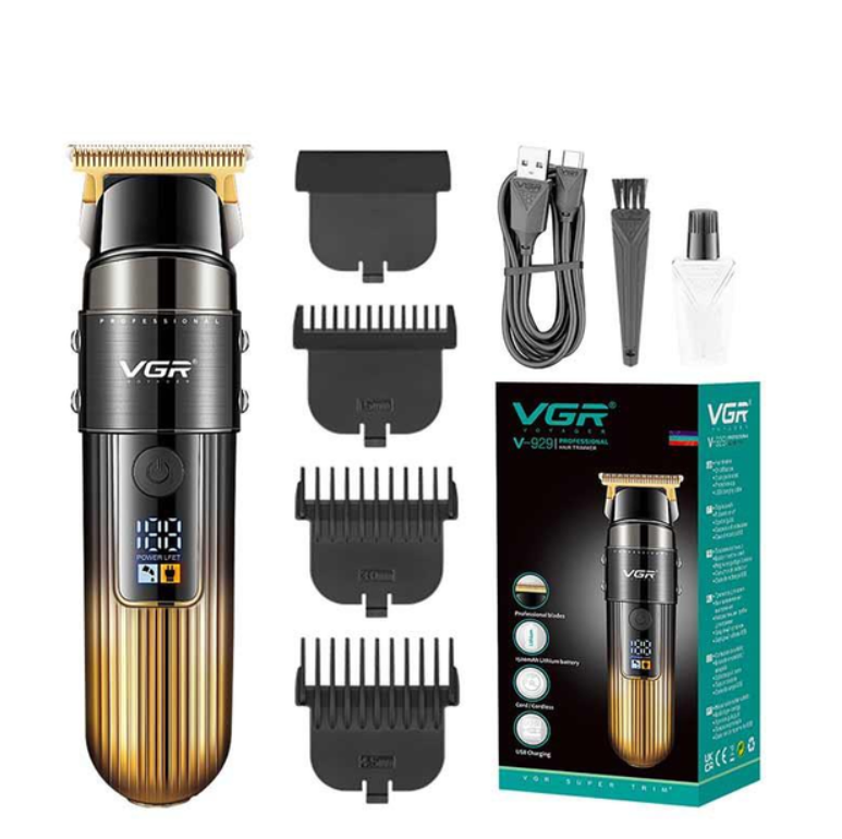 Машинка для стрижки аккумуляторная VGR с показом уровня заряда аккумулятора и 3 насадками (RG99-V2)