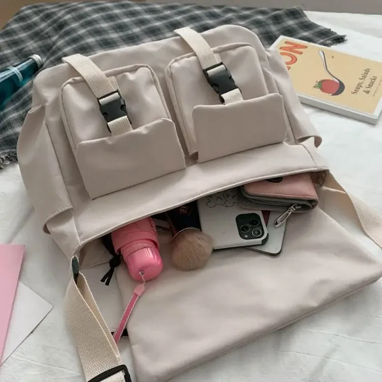 Сумка для университета/института с карманами в японском стиле Молочный (А574) - фото 3 Сумка для университета/института с карманами в японском стиле Молочный (А574) - фото 3