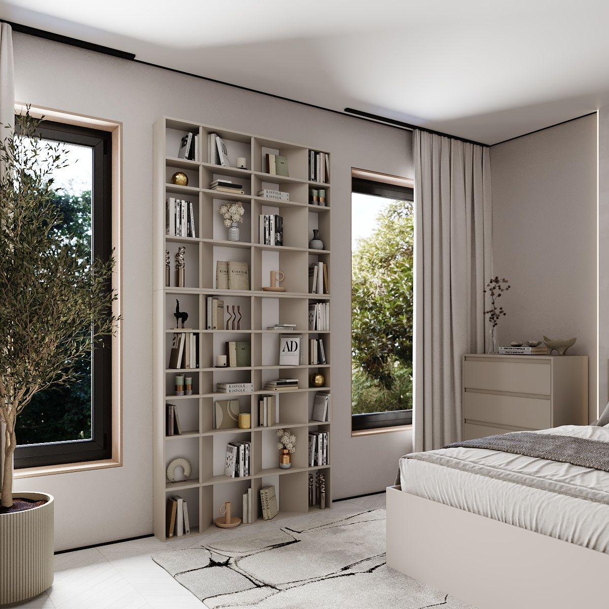 Стелаж для книг AiH Light 40 комірок 120x246x16 см Кашемір (LT131400000001)