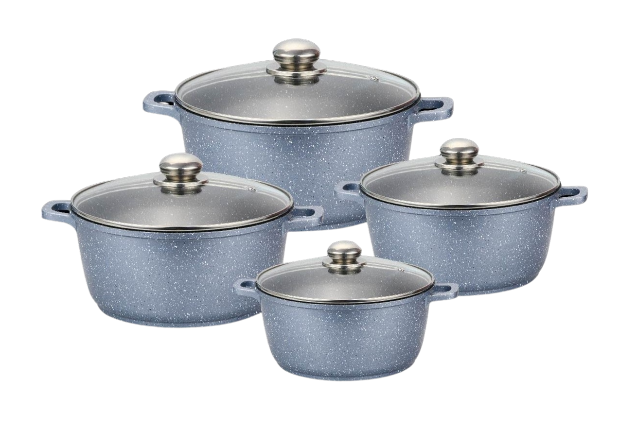 Набор кастрюль Benson BN-379 из литого алюминия 8 пр. 1,5/2,2/3,2/4,2 л Серебристый (BN-379)