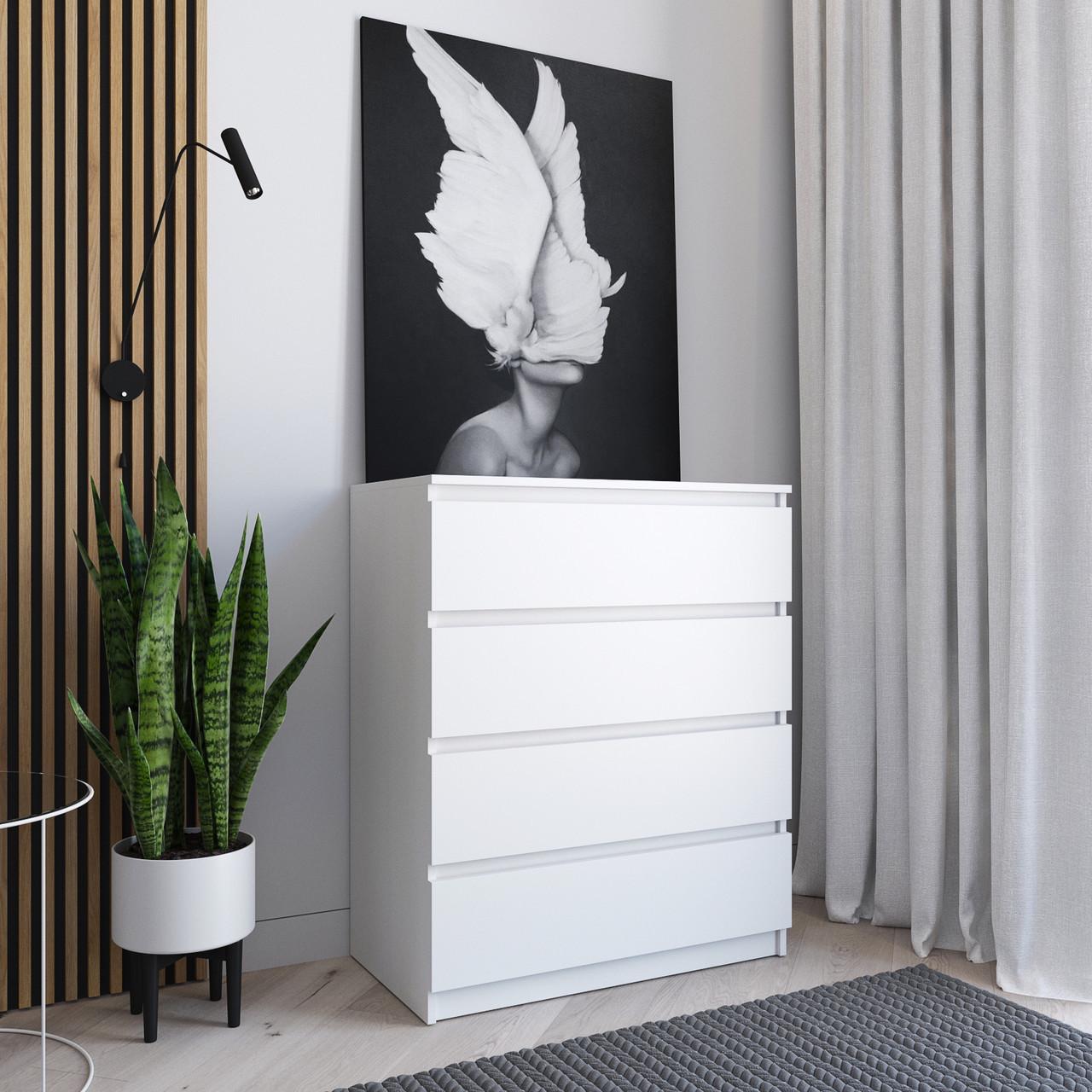 Комод VAYS 4 ящика телескопические направляющие 80х40х98 см Белый (30253567)