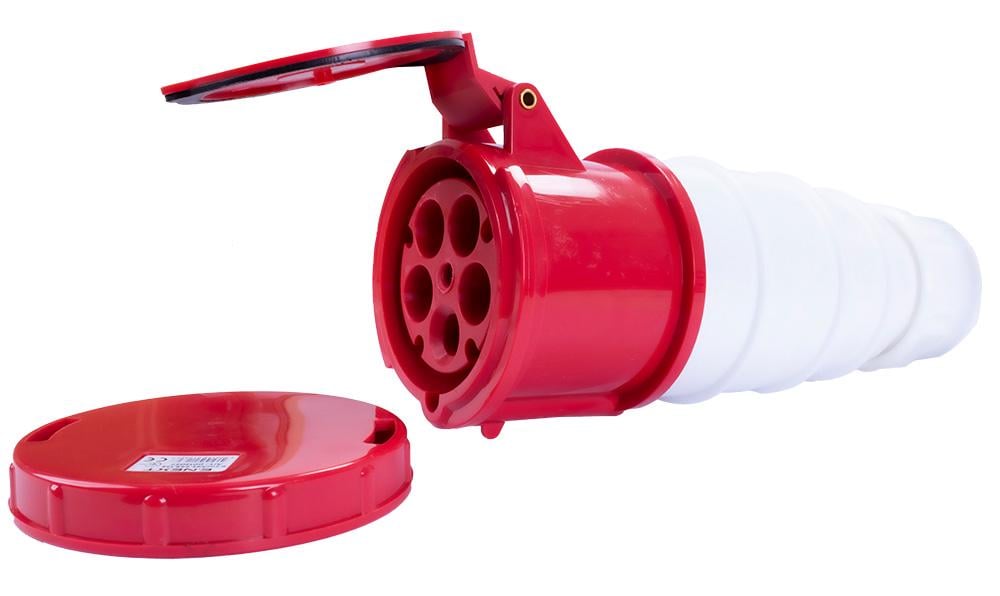 Силова розетка E.NEXT e.socket.pro.5.125 3P+N+PE 125А 380 В переносна IP67 Червоний (p012027)