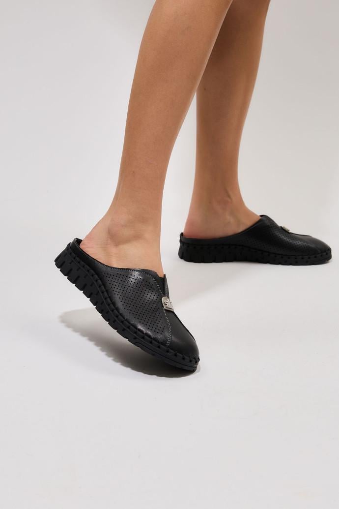 Шлепанцы женские ALLSY кожаные р. 38 Черный (195214)