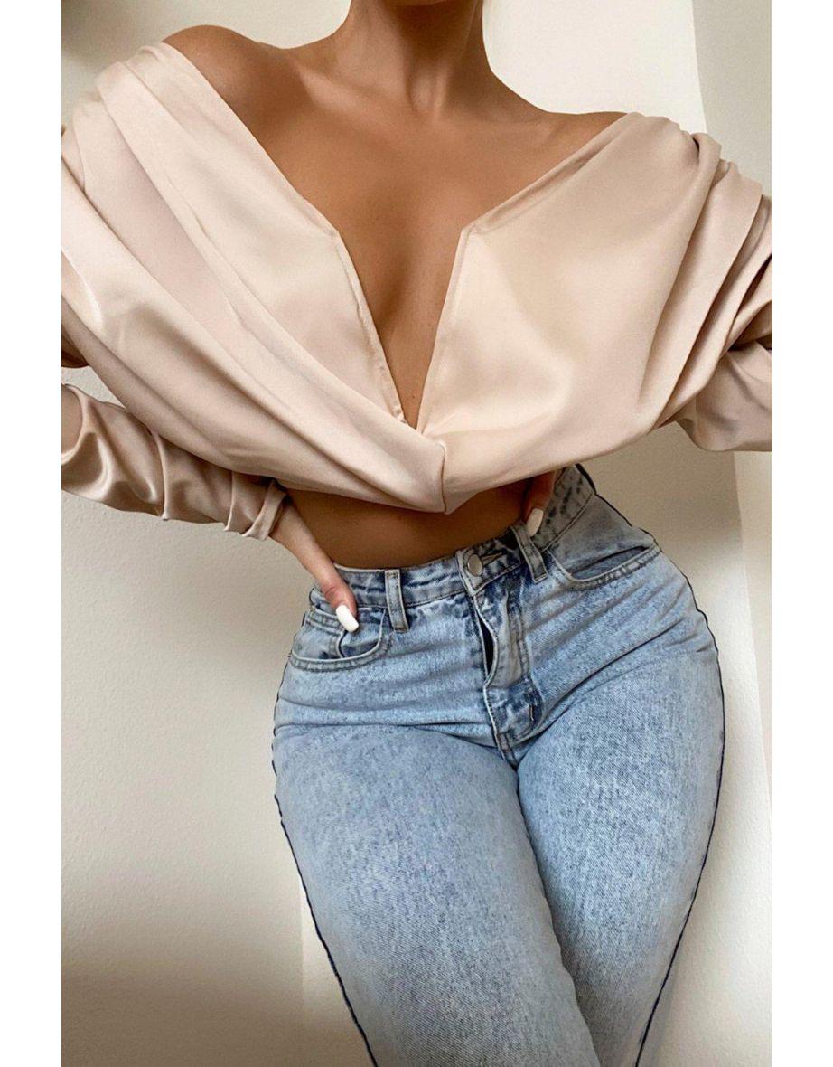 Блуза MISSPAP укороченная с вырезом 5XL Бежевый (6196952)