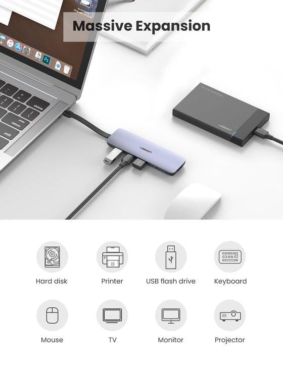 Адаптер мультифункциональный Ugreen USB-C/3xUSB 3,0/1x4K HDMI (70408) - фото 2