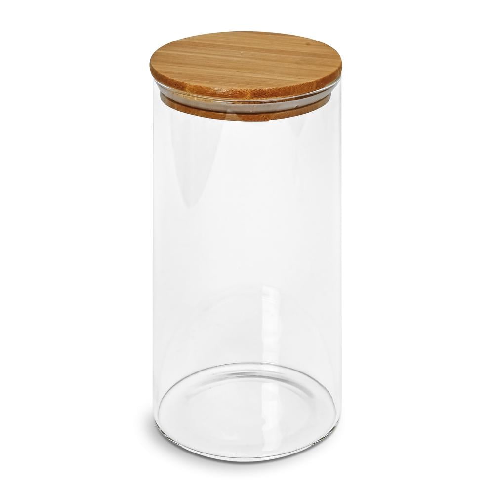 Банка для хранения продуктов Stenson R92894 1,5 л 10х20 см с бамбуковой крышкой Прозрачная (R10871-20)
