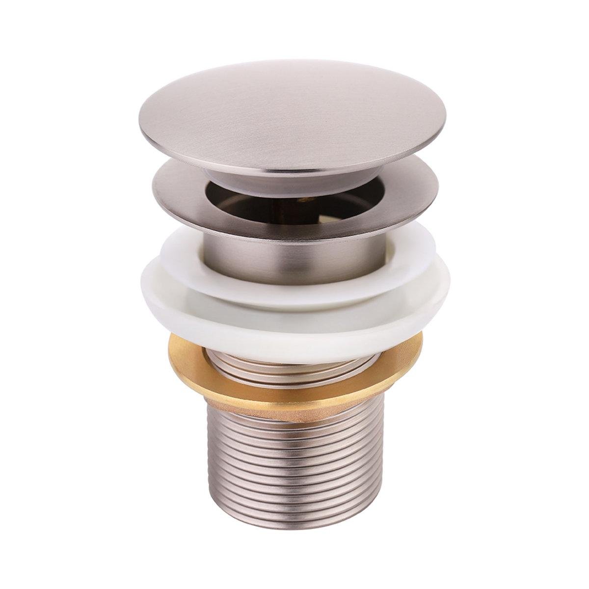 Клапан донный для раковины Perla Click-Clack латунь с переливом Стальной (PUD-PSA2202)