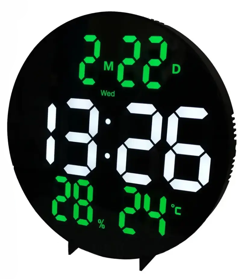 Електронний годинник на стіну DS-3813L LED Біло-зелений Чорний (9958)