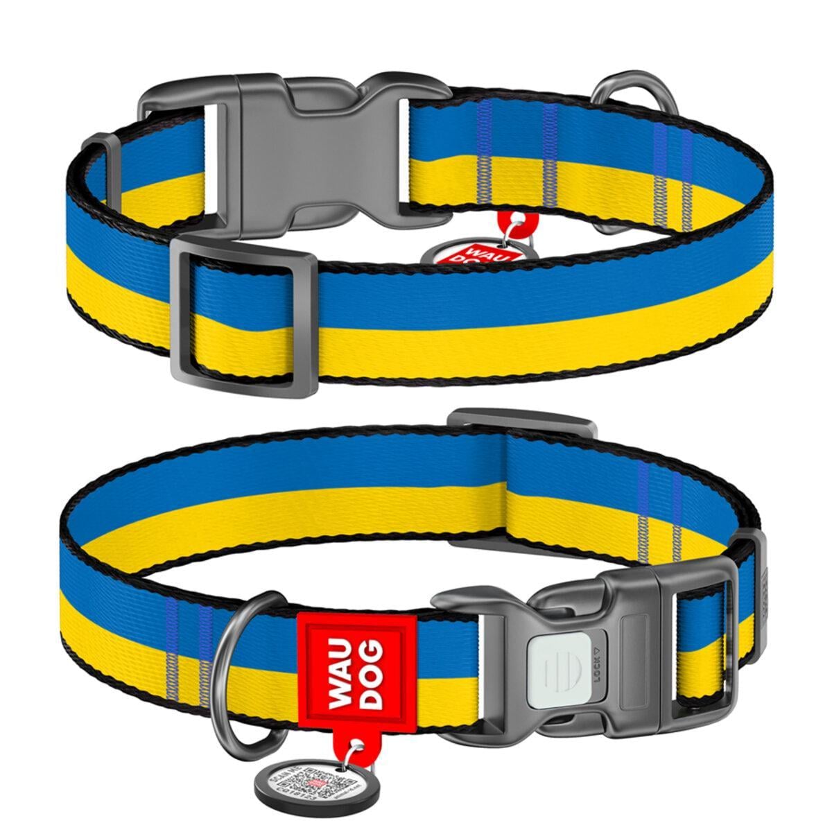 Ошейник для собак нейлоновый WAUDOG Nylon с QR паспортом Colors of freedom пластиковый фастекс S Ш 15 мм Д 25-35 см