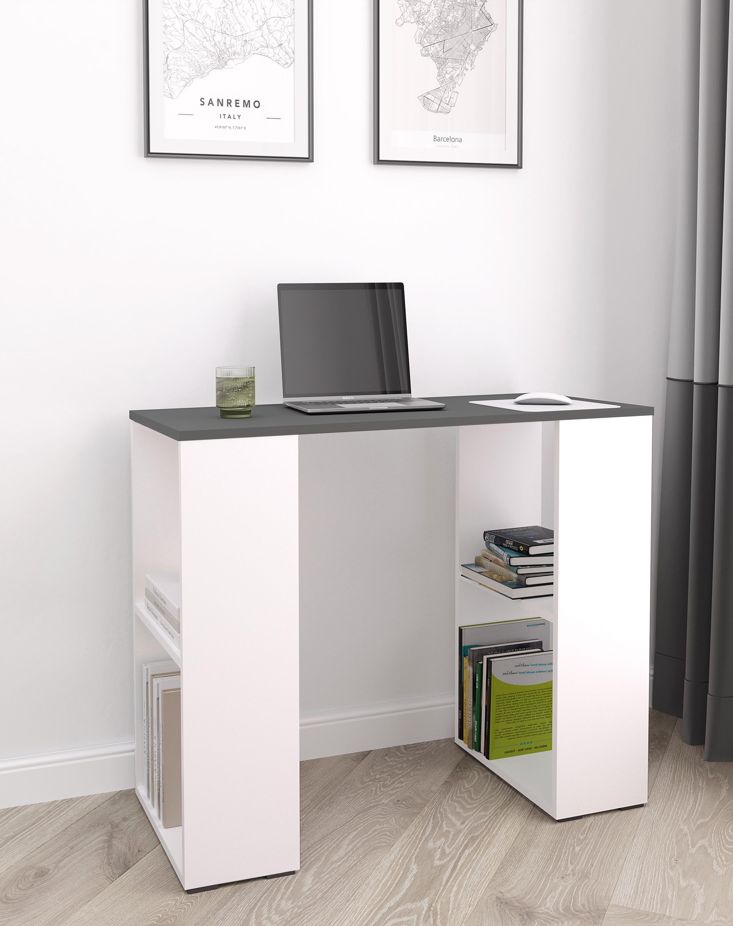 Компьютерный стол с полками S-11 900x750x400 мм Антрацит/Белый - фото 1 Компьютерный стол с полками S-11 900x750x400 мм Антрацит/Белый - фото 1