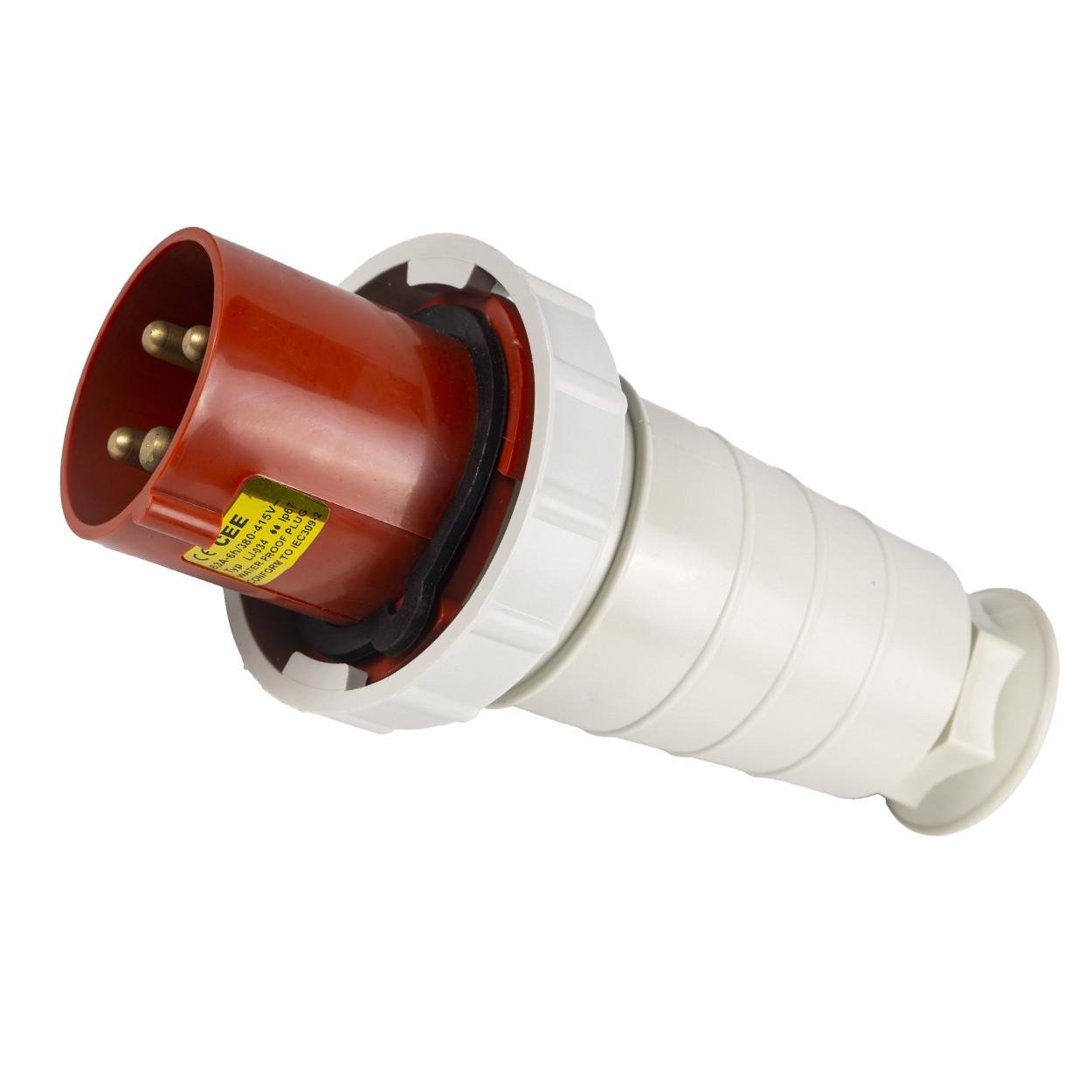 Силовая вилка водонепроницаемая TESLA 63А 380В 4р (151) Силовая вилка водонепроницаемая TESLA 63А 380В 4р (151)