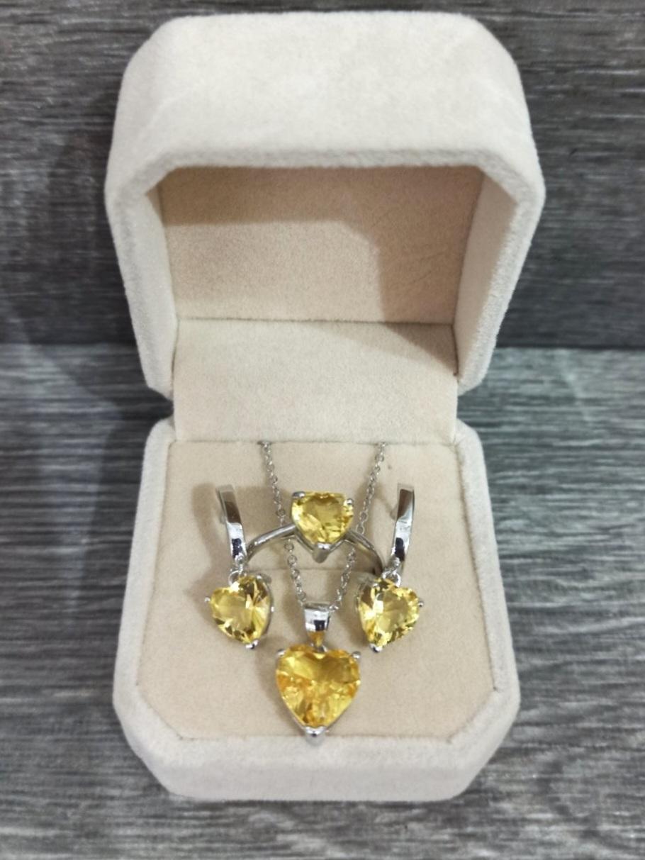 Комплект украшений Xuping Jewelry Серьги кольца/колье и серьги янтарный топаз в серебре (14553)