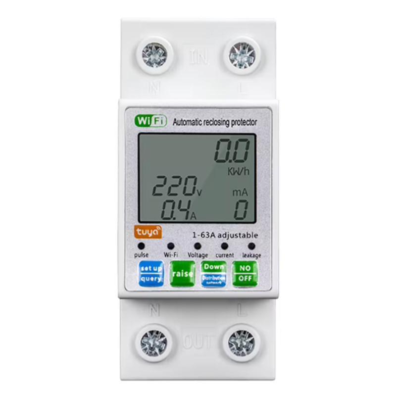 Реле умное WiFi RMshebei с полной защитой/счетчиками/таймером 1P+N 1-63A 230V Smart Life/Tuya (WTDZW-63A)