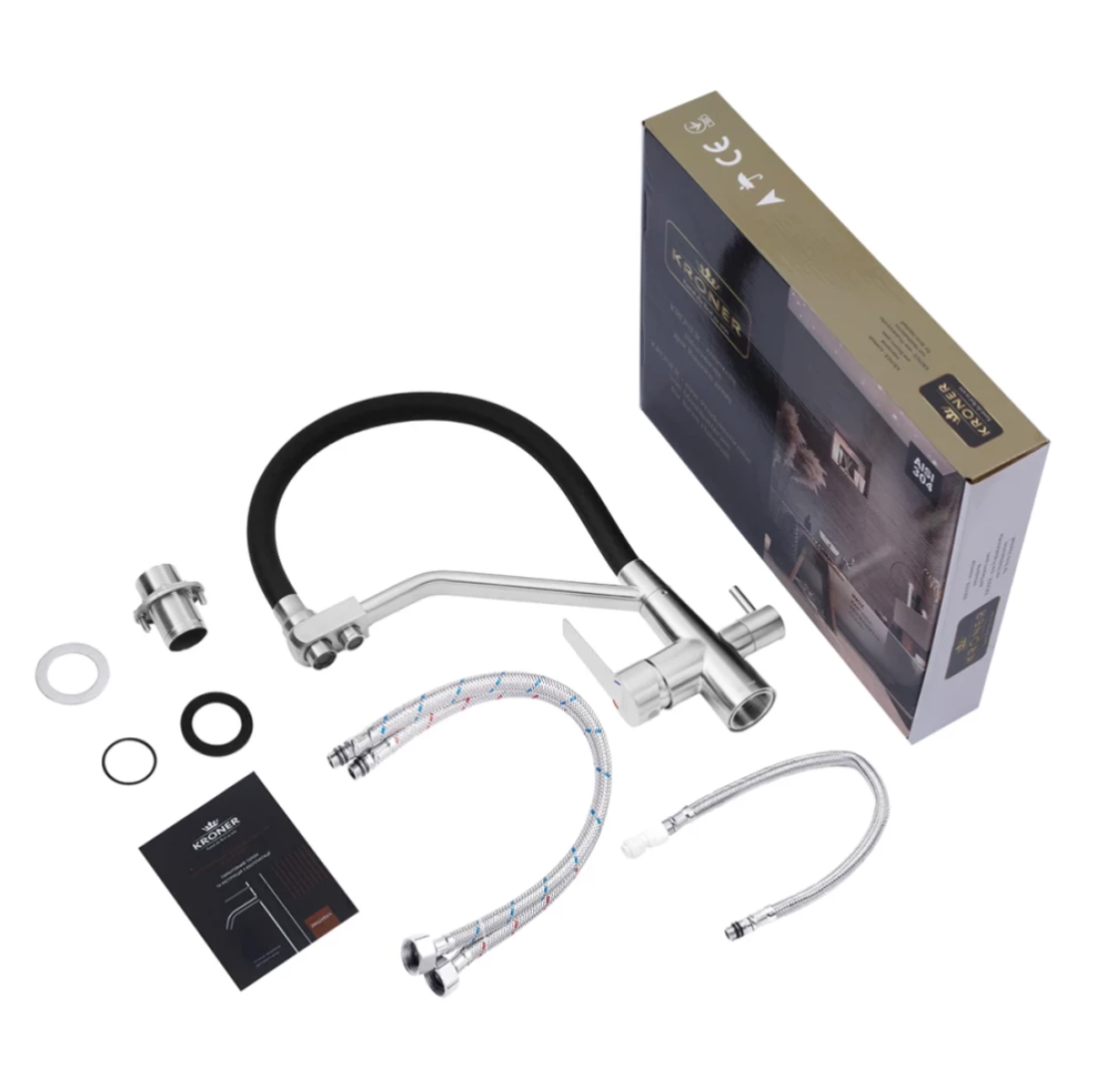 Смеситель для кухни с подключением к фильтру Kroner Klassisch Черный (38548c22)