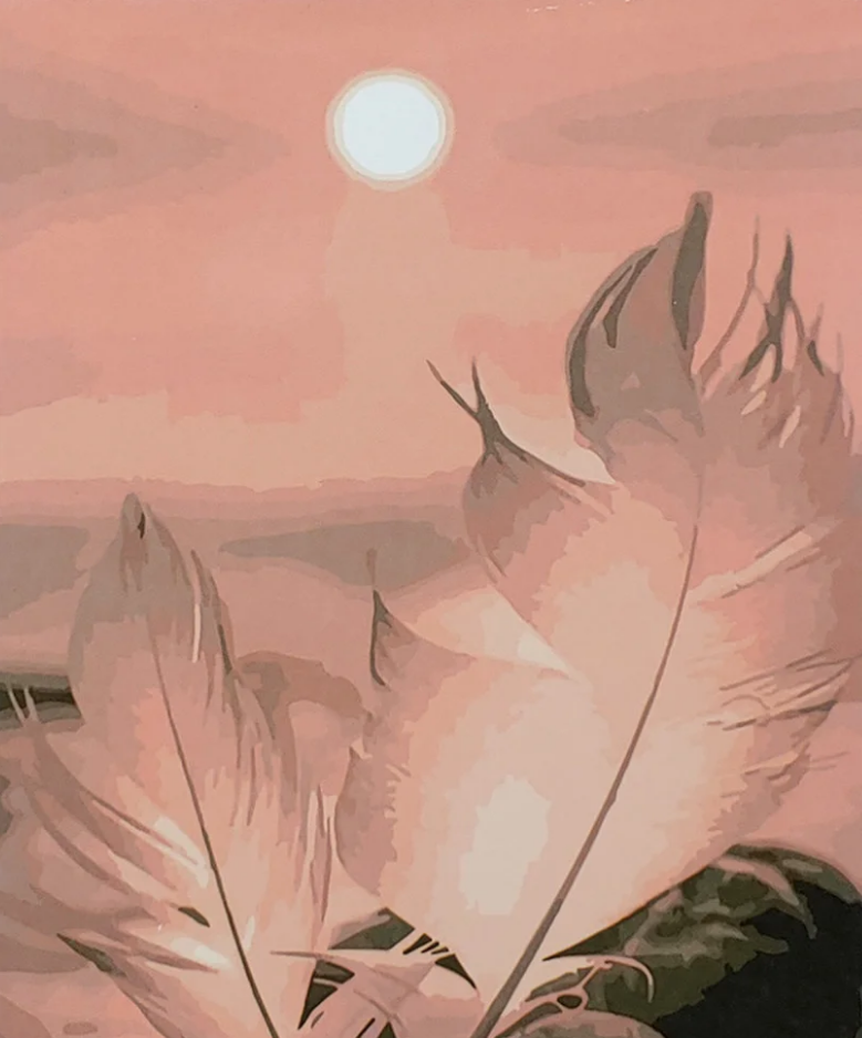 Картина за номерами Strateg Преміум Сонячна пір'їнка з лаком та рівнем 40x50 см (SY6828)