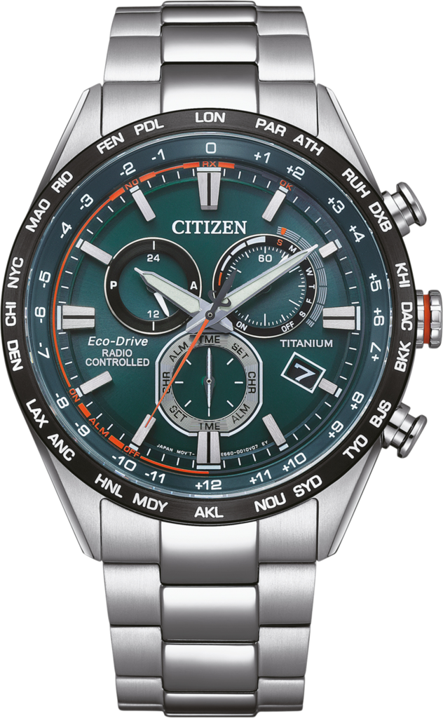 Наручные часы мужские Citizen CB5946-82X с сапфировым стеклом/титановым корпусом/зеленым циферблатом и водозащитой 100 м