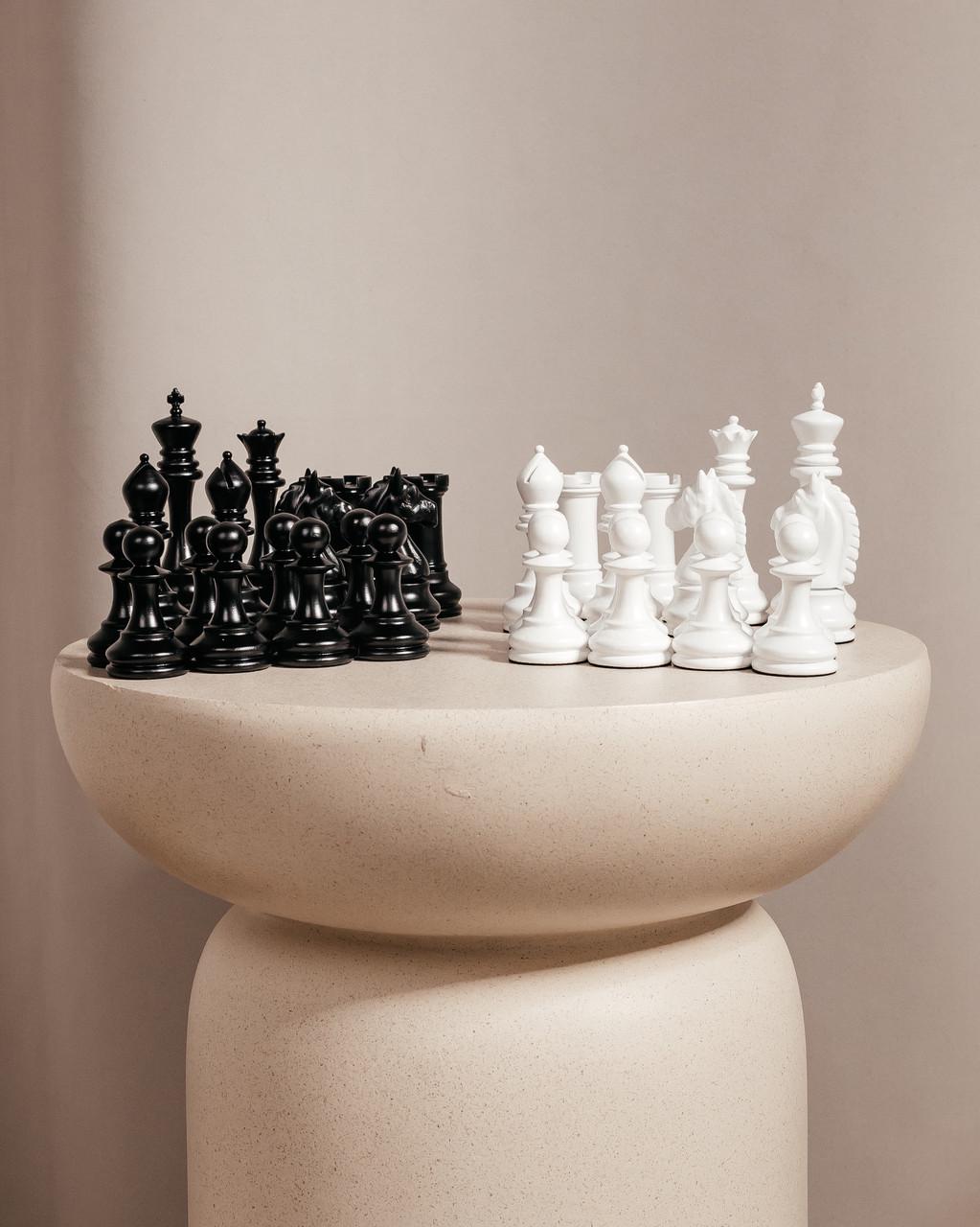 Фігури шахові дерев'яні ясен Чорний/Білий