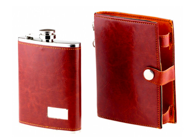 Фляга в кожаной барсетке 325 мл