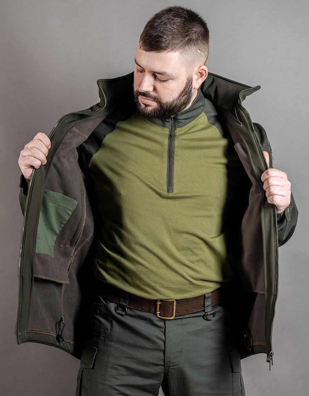 Куртка мужская Soft Shell ветро-водонепроницаемая на флисе Miligus XS р. 40-42 Олива - фото 4