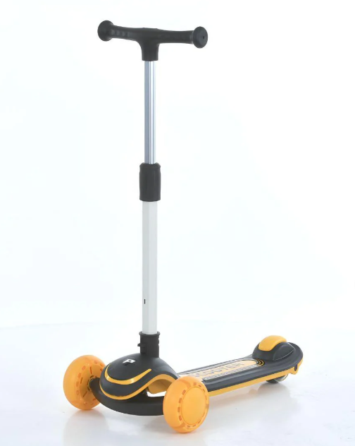 Самокат JR3-130-B складной полиуретановые колеса/подсветка/музыка платформа 28x13 см Черно-оранжевый (26133056)