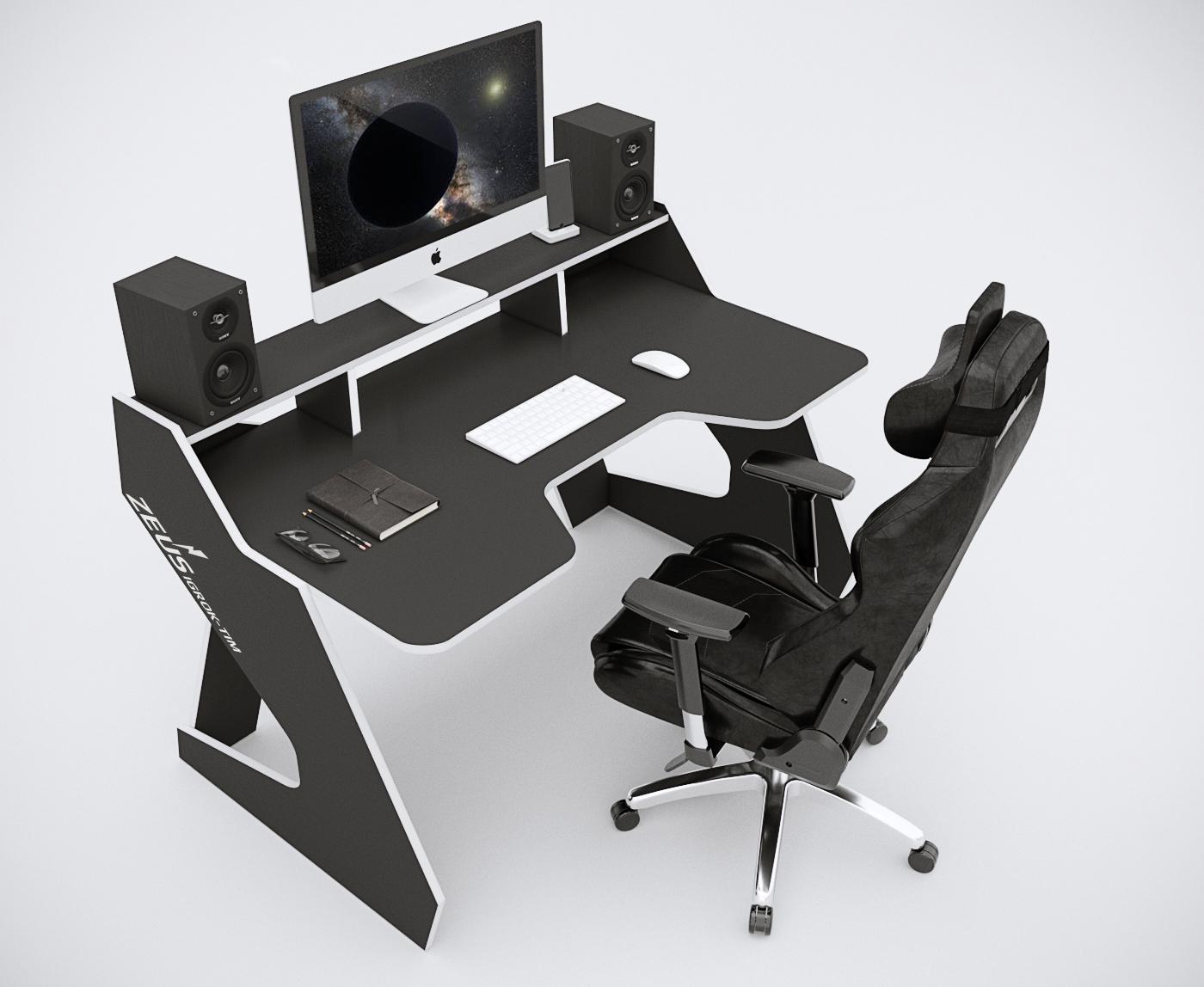 Стол геймерский с надстройкой Zeus Igrok-Tim ЛДСП Черный/белый - фото 9 Стол геймерский с надстройкой Zeus Igrok-Tim ЛДСП Черный/белый - фото 9