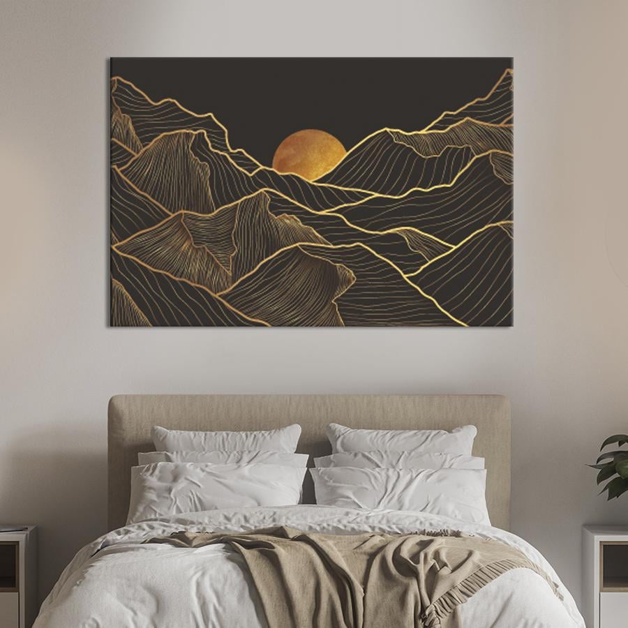 Модульная картина на холсте Диптих Абстракция горная гряда под солнцем 165x122 см (647-2)