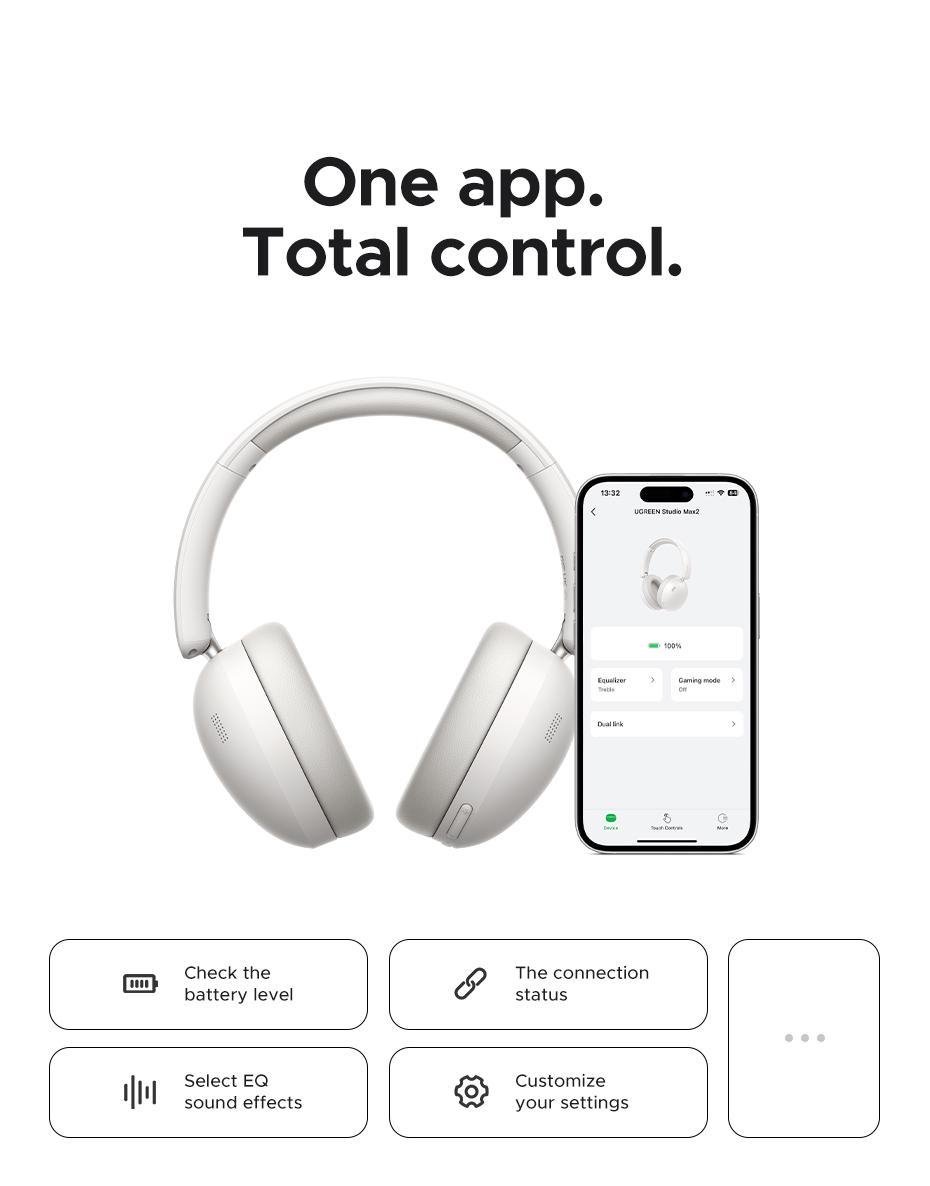 Навушники бездротові Ugreen повнорозмірні Bluetooth 5.4 40 мм Чорний (29516546) - фото 14 Навушники бездротові Ugreen повнорозмірні Bluetooth 5.4 40 мм Чорний (29516546) - фото 14