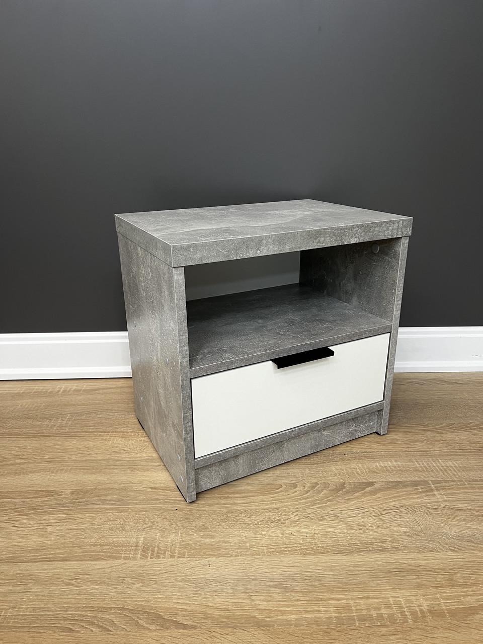 Тумба приліжкова Комфорт 450х450х320 мм Бетон/Білий