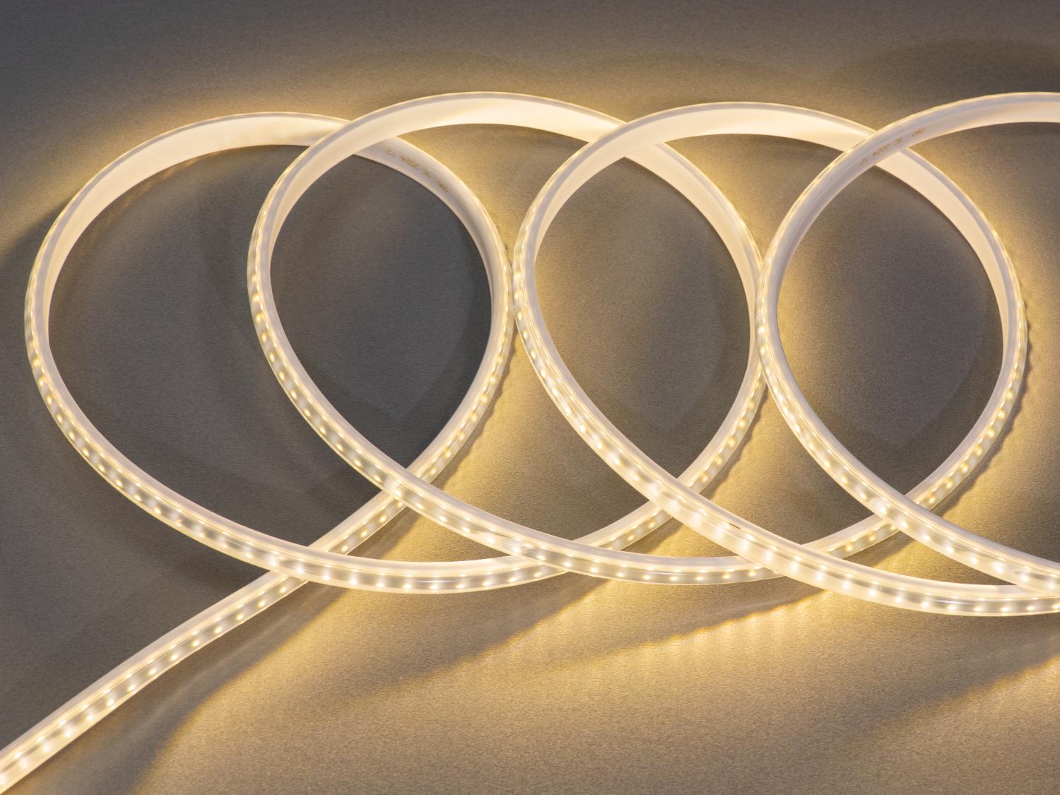 Світлодіодна стрічка 220 В 120 діодів на метр герметична 10 мм Теплий (P220-2835-120-WW-65-10) - фото 1