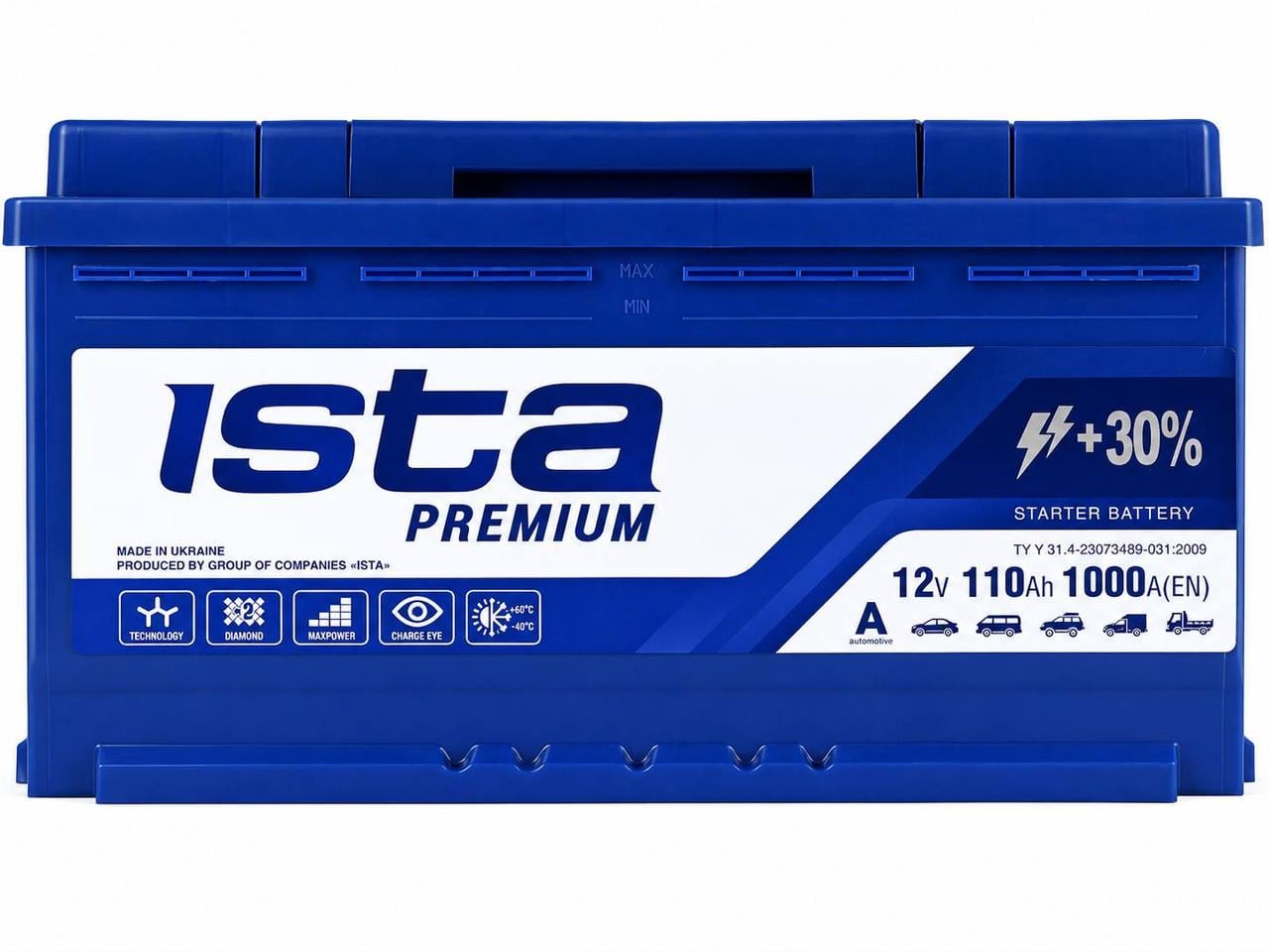 Аккумулятор автомобильный Ista Premium 110 Ah 1000A R+ 12V (3178329327) Аккумулятор автомобильный Ista Premium 110 Ah 1000A R+ 12V (3178329327)
