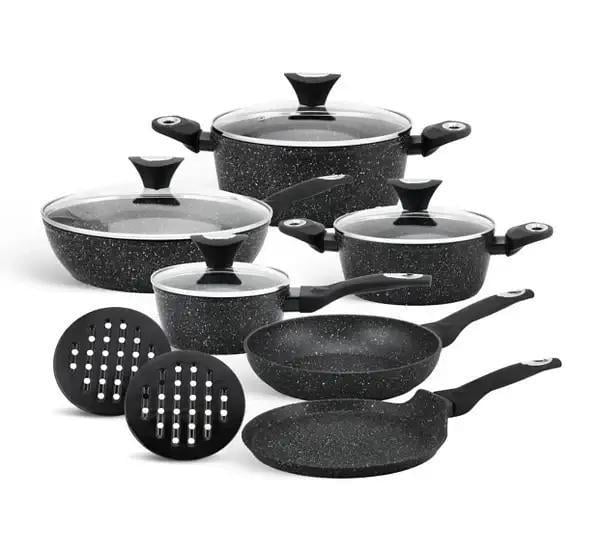 Набор кастрюль Edenberg со сковородами с мраморным покрытием 12 Черный (EB-5615) Набор кастрюль Edenberg со сковородами с мраморным покрытием 12 Черный (EB-5615)
