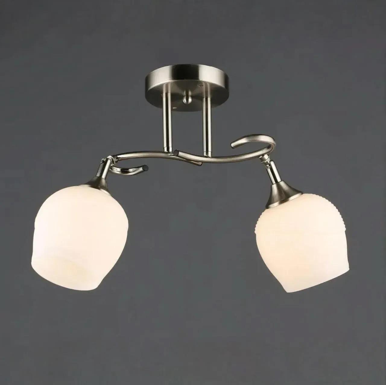 Люстра стельова Valeso N6643/2 на два скляні плафони під лампу Е27 IP20 Нікель (00000139703)