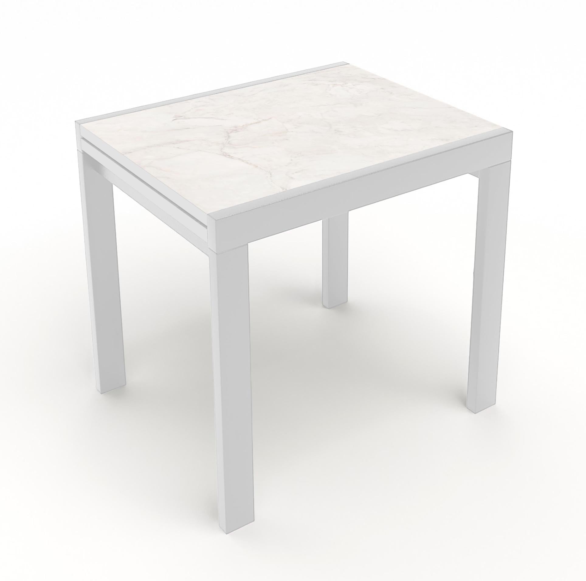 Стол обеденный раскладной Fusion furniture Слайдер 815 Белый/Мрамор Ромео белый