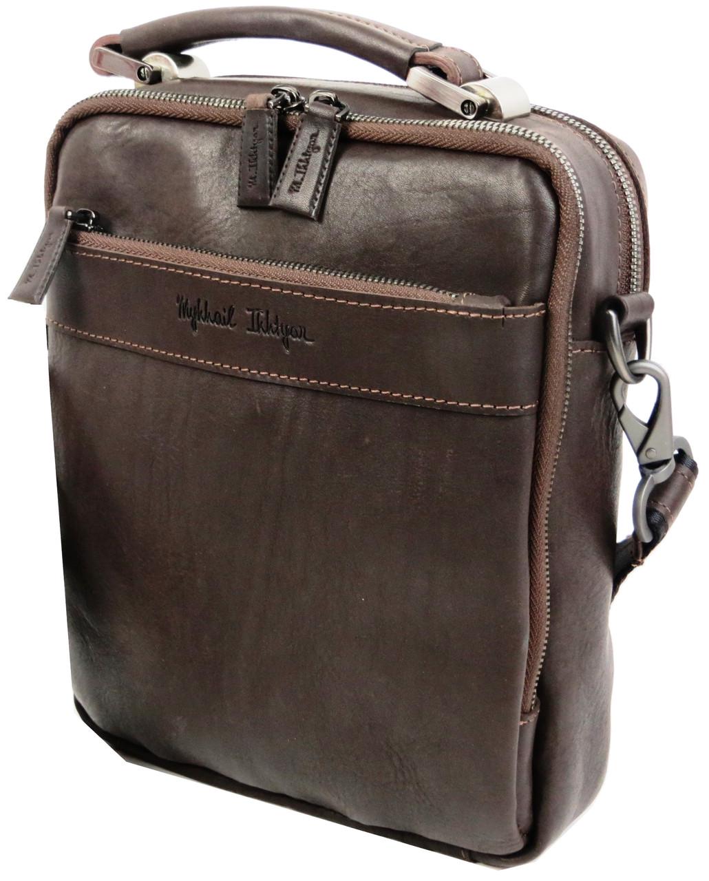 Сумка барсетка кожаная мужская Михаил Ихтяр 45033 Коричневый