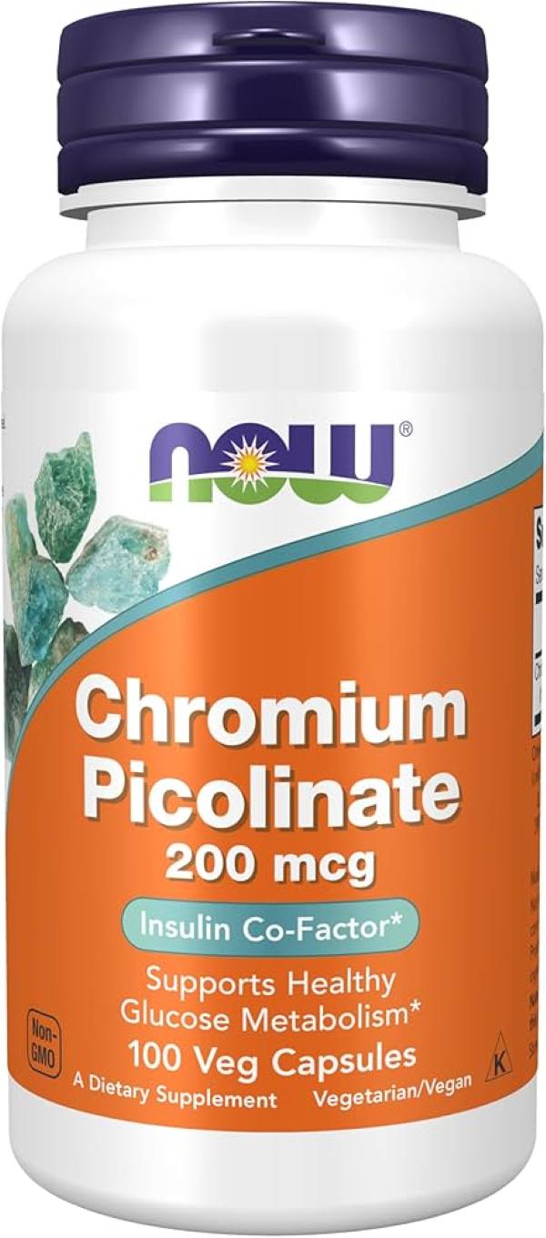 Піколінат хрому NOW Chromium Picolinate 200 mcg 100 Veg Capsules