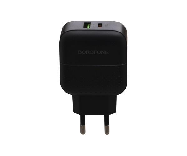 Устройство зарядное сетевое Borofone BA46A Type-C PD 18W USB QC3.0 3A Black Устройство зарядное сетевое Borofone BA46A Type-C PD 18W USB QC3.0 3A Black