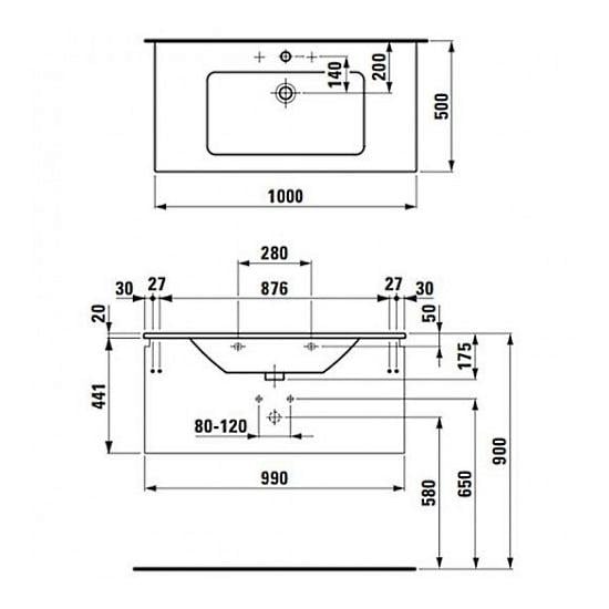 Тумба з умивальником Laufen PRO S 100х46х50 см Білий глянець (56883) - фото 2