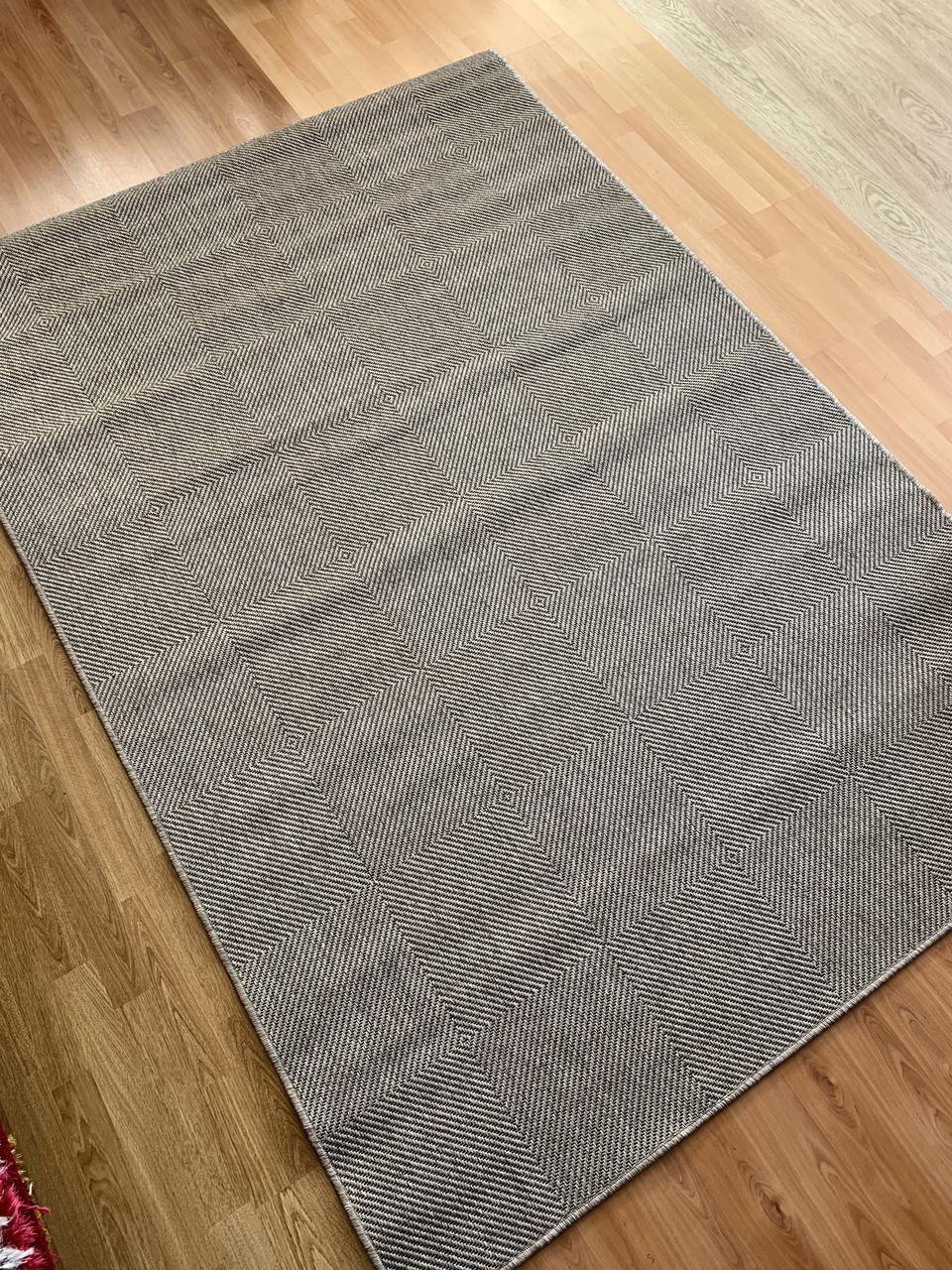 Килим безворсовий абстрактний рогожка прямокутний 80х150 см Сірий (10030-0101)