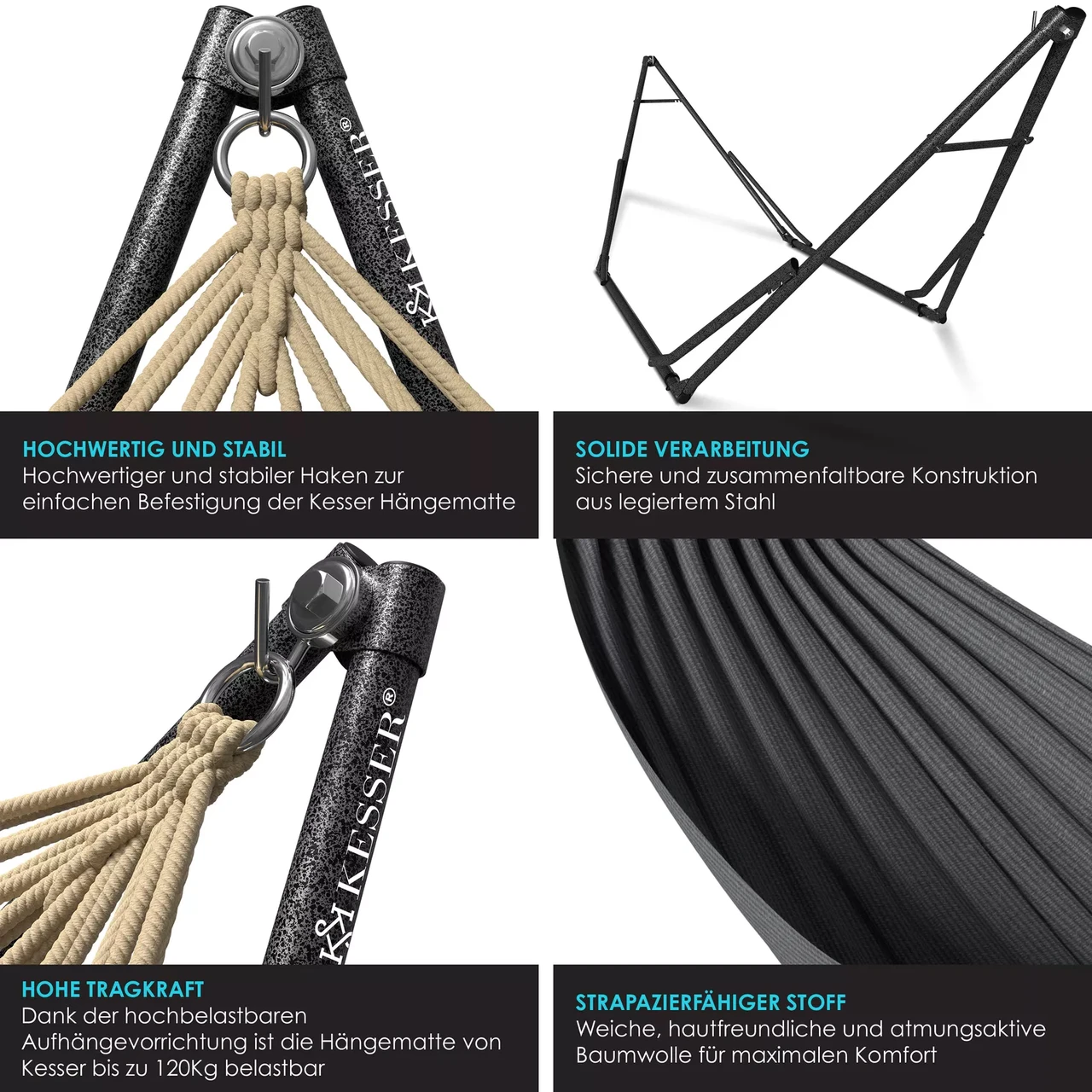Гамак подвесной для сада и дачи KESSER 200 кг 360x120x115 см (4260729115607) - фото 5 Гамак подвесной для сада и дачи KESSER 200 кг 360x120x115 см (4260729115607) - фото 5
