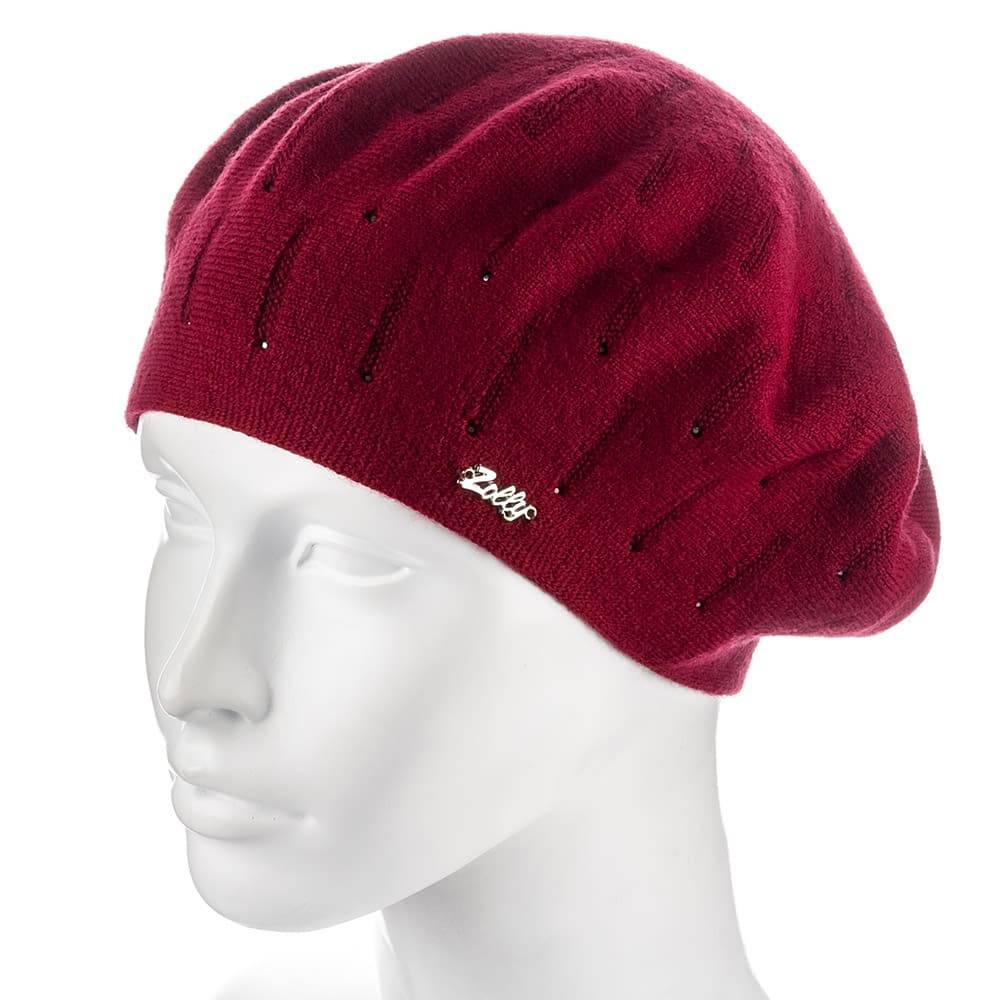 Берет женский Zolly ZH183 двойной со стразами тонкой вязки Бордовый