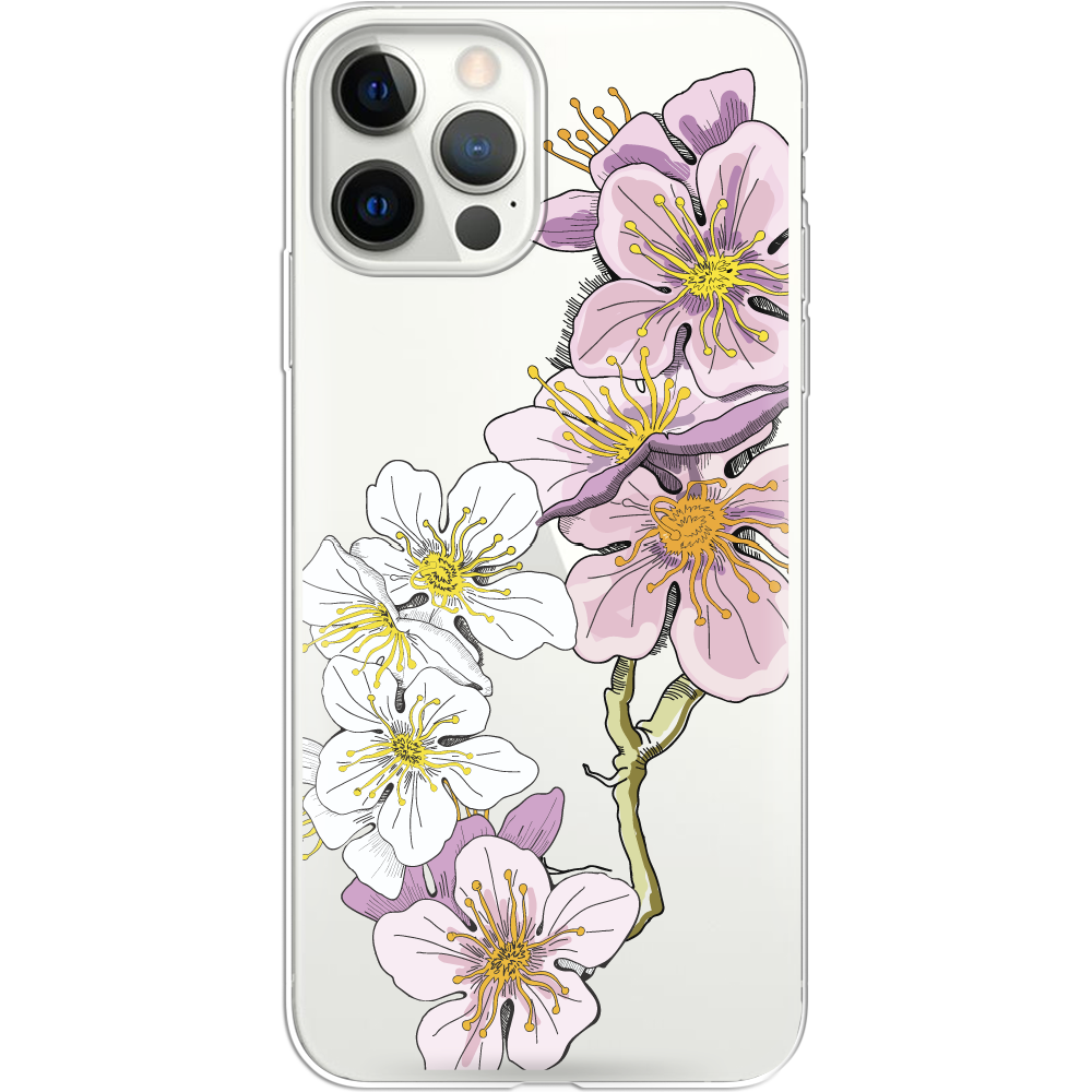 Чехол Boxface iPhone 12 Pro Max Cherry Blossom Прозрачный силикон (41085-cc4-41085)