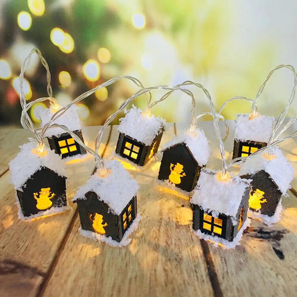 Гирлянда светодиодная новогодняя Домики 4 м 10 LED 220V IP44 Теплый белый