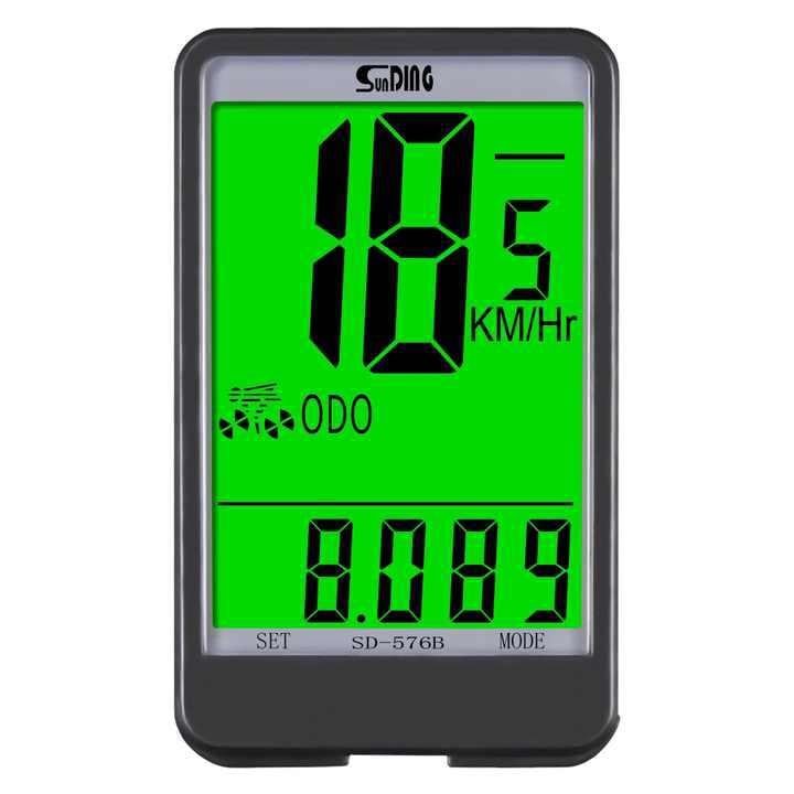 Велокомп'ютер SunDing SD-576B з підсвічуванням дисплея/17 функцій Чорний