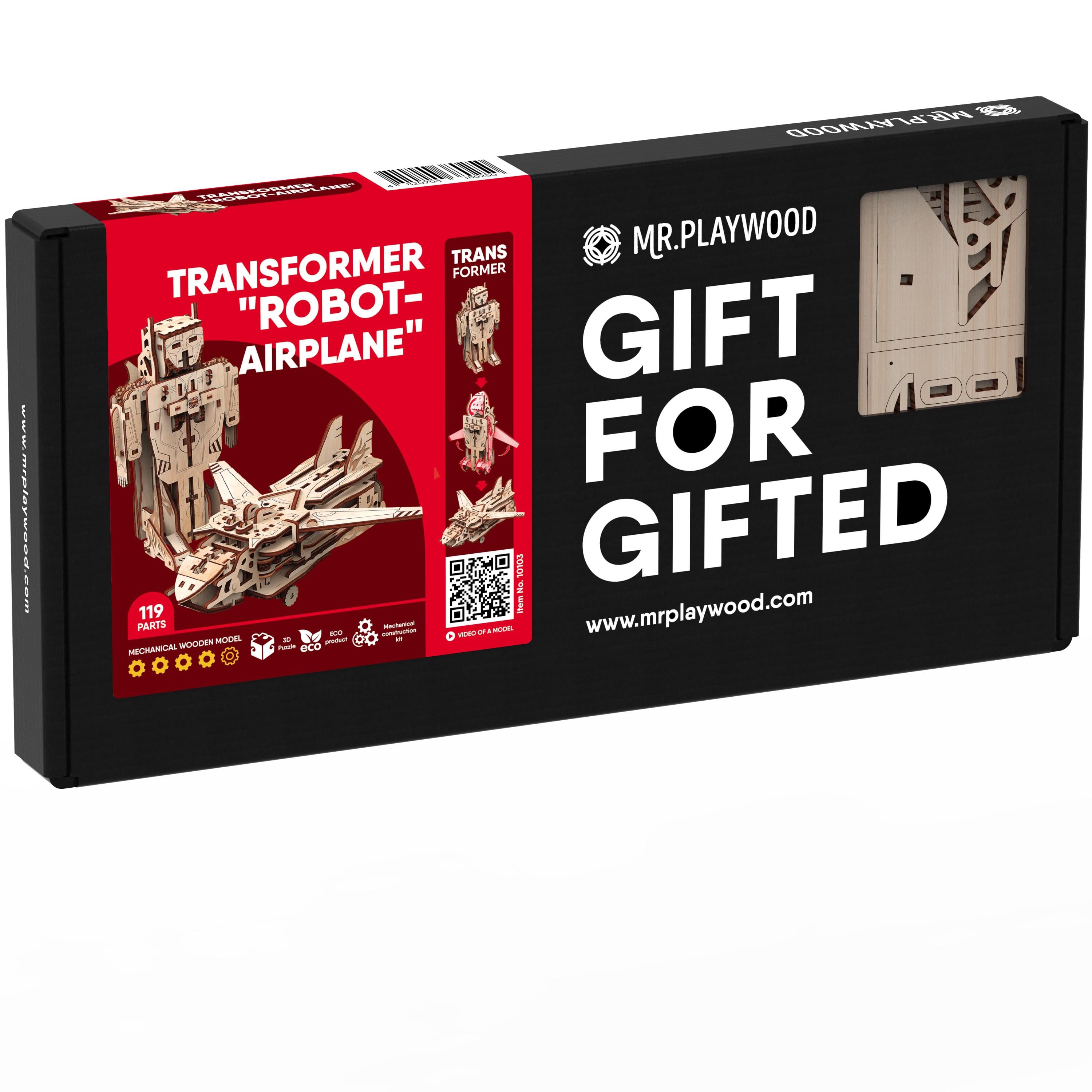 Конструктор деревянный Mr.Playwood Робот-самолет трансформер (10103)