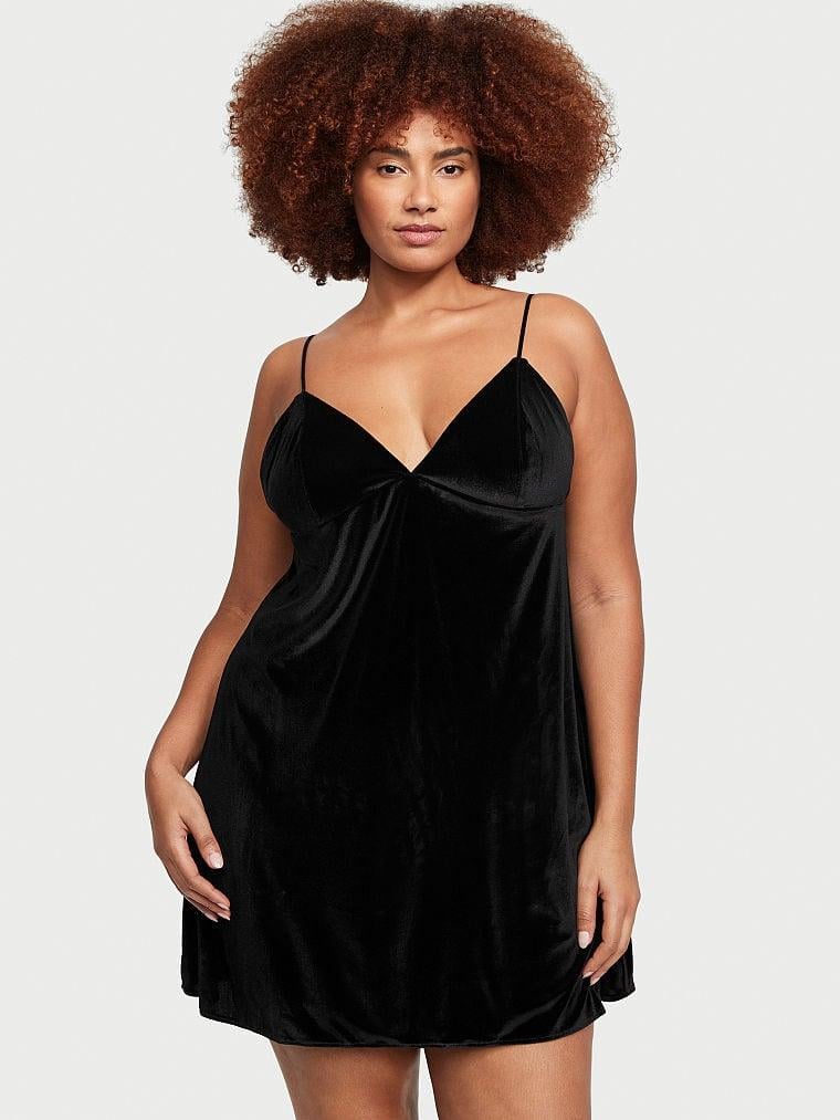 Нічна сорочка Victoria's Secret Velvet Slip Dress велюрова S Чорний (2083000447)