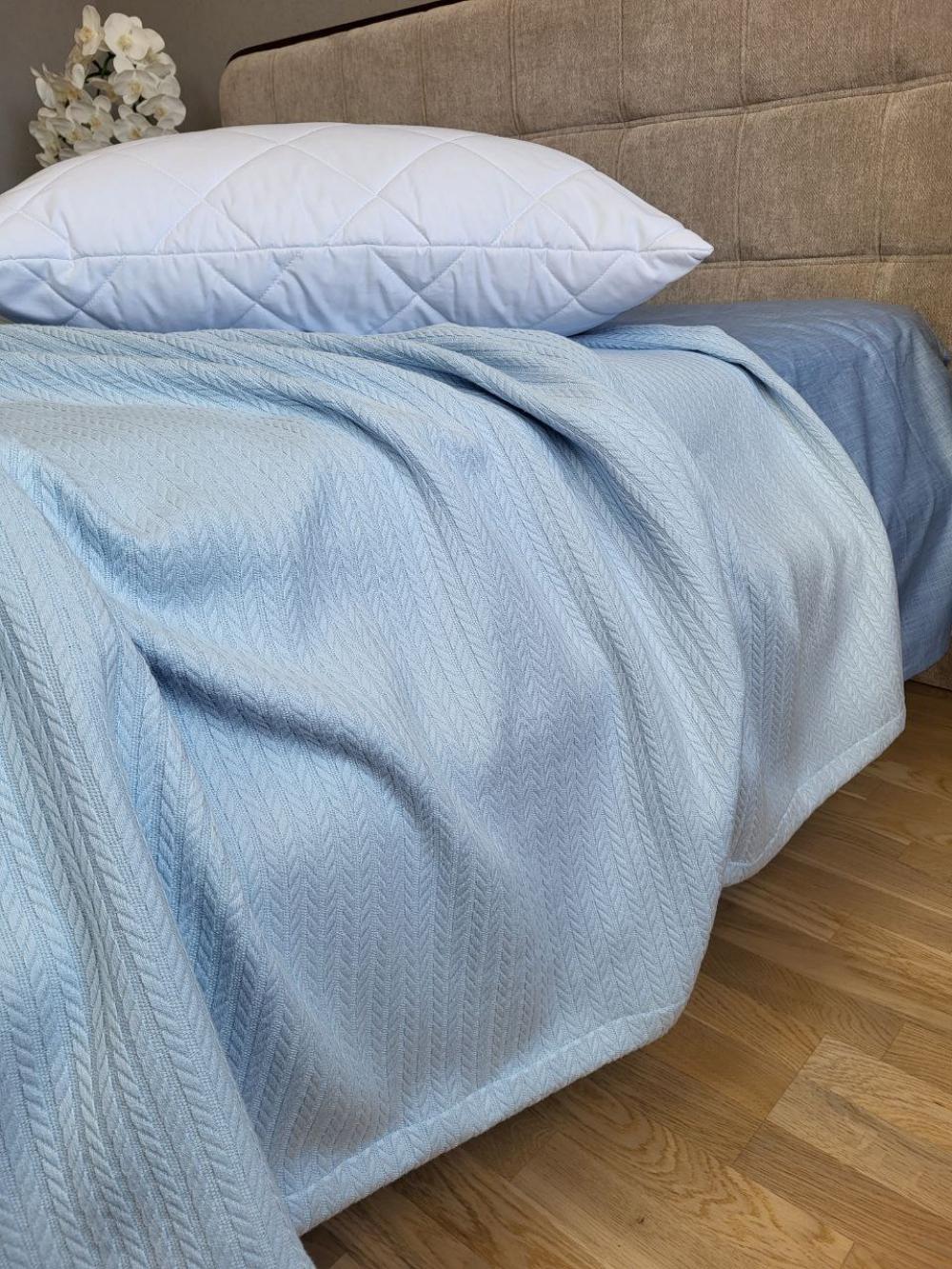 Покрывало Пике Косичка 180x220 см Небесный (11248) - фото 7 Покрывало Пике Косичка 180x220 см Небесный (11248) - фото 7